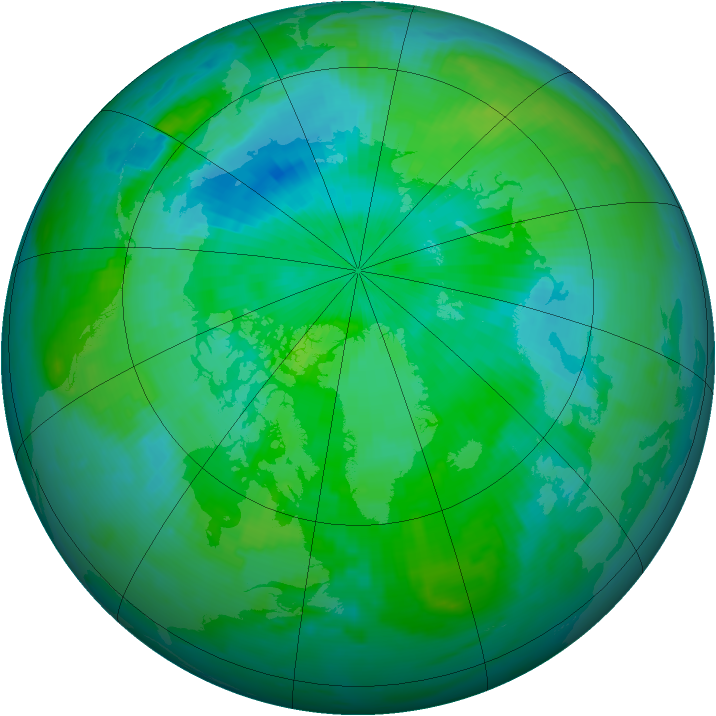 Arctic ozone map for 17 August 1996
